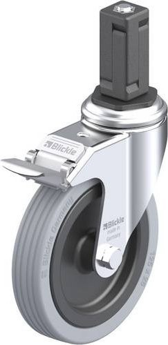 Blickle Lenkrolle LKRA-VPA 125G-11-FI-EV14 mit Feststeller, Rad-Durchmesser: 125 mm, Tragfähigkeit: 100 kg, grau/schwarz, verzinkt - Bild 1