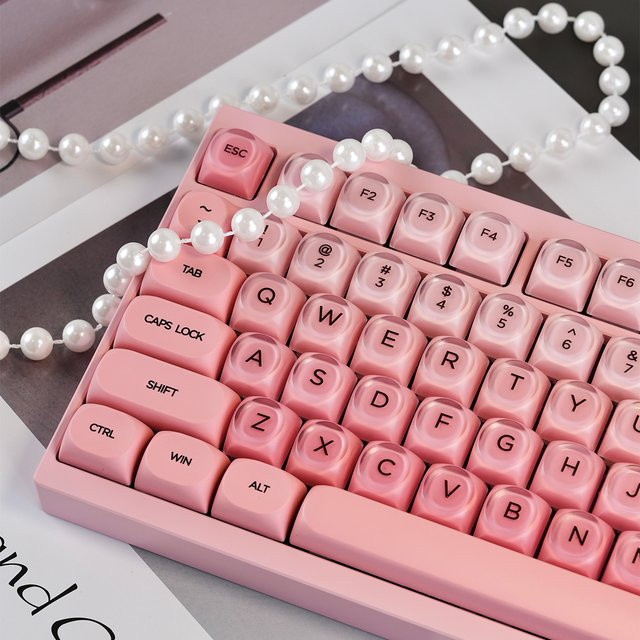 Venit Keys Tastenkappen-Set Erdbeer-Design in Rosa, 132 Tasten HOA-Profil aus PBT + PC für mechanische MX-Tastaturen - Bild 1