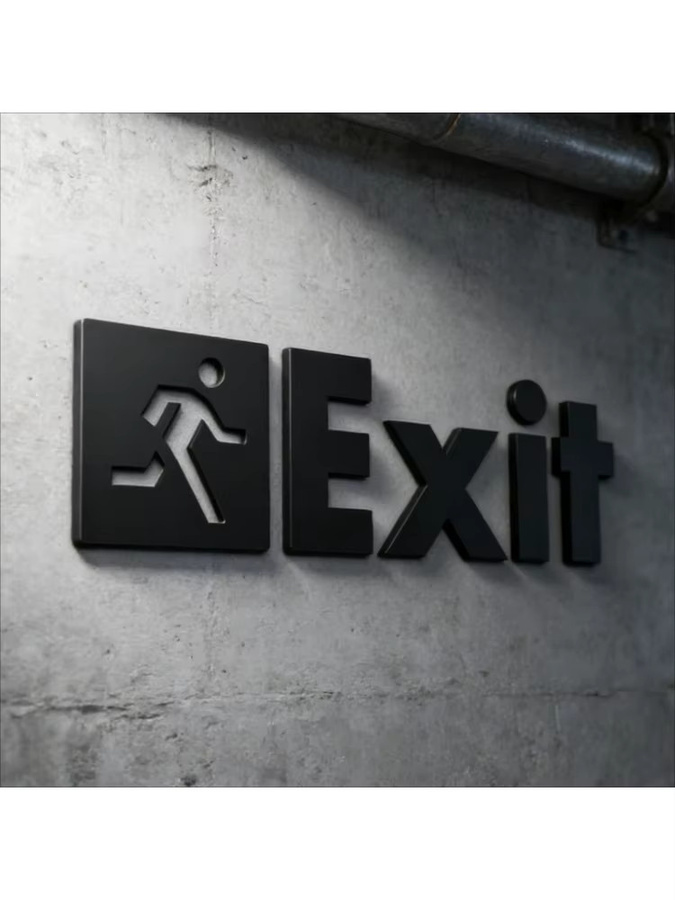CIFBUY Exit-Symbol-Schild aus Acryl in Schwarz, selbstklebende Türdekoration im modernen 3D-Laserschnitt - Bild 5
