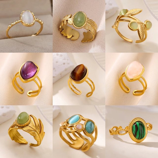 BAUTOBVC Ring, Edelstahl, Gold, Damen, Vintage - Bild 1