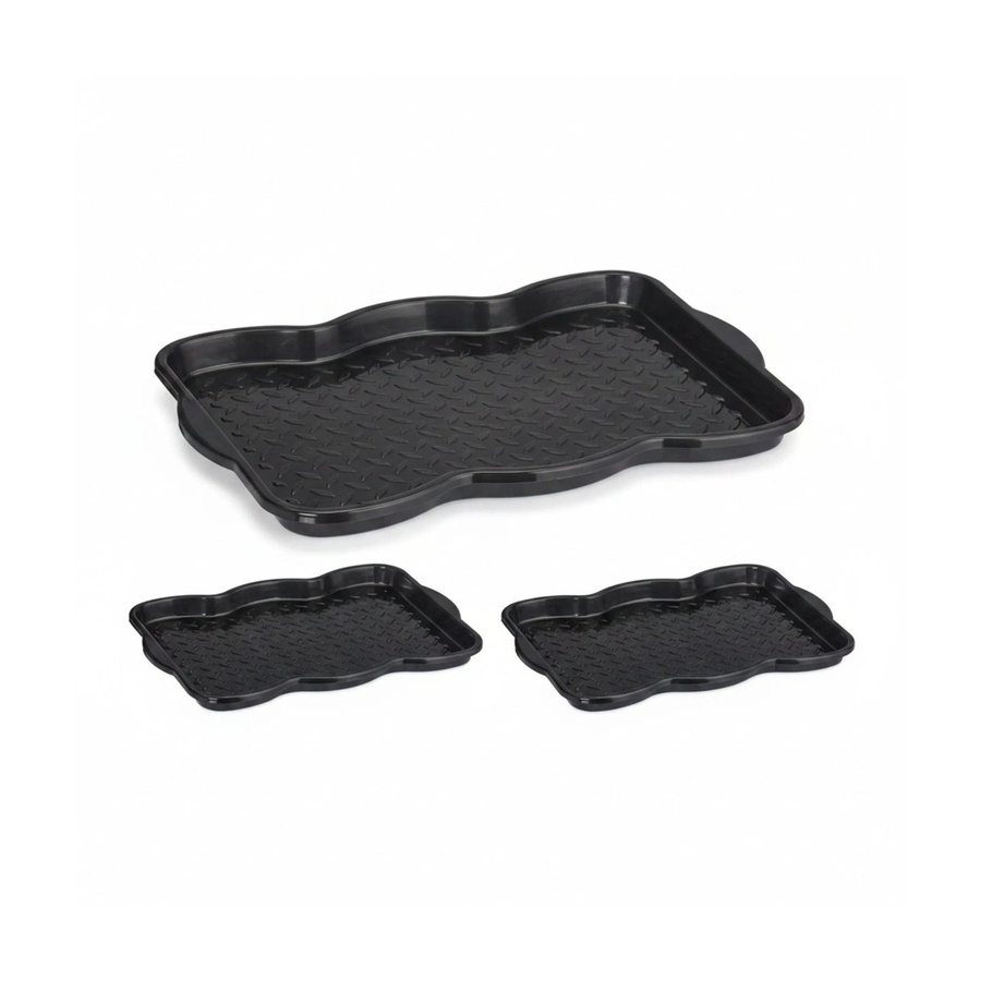 Relaxdays Schuhabtropfschale 3er Set Schwarz B: 48 cm, T: 34 cm, H: 3 cm - Bild 2
