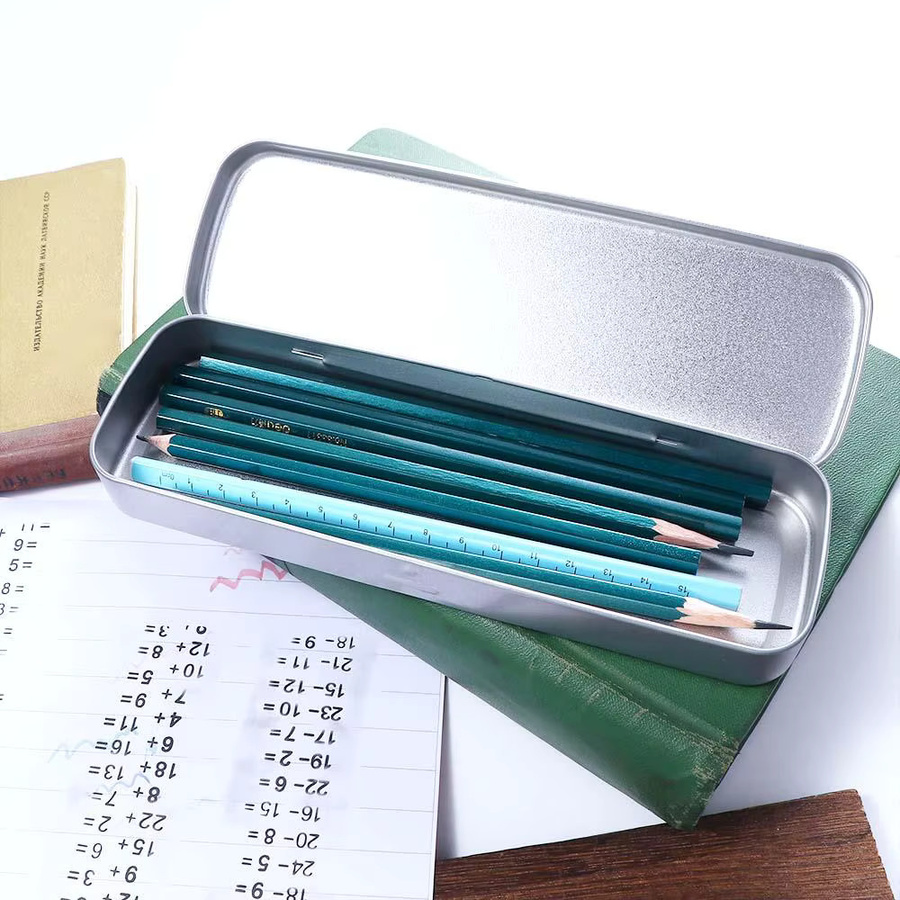 Metall Schreibwarenbox für Kinder und Schule, Silber - Bild 2