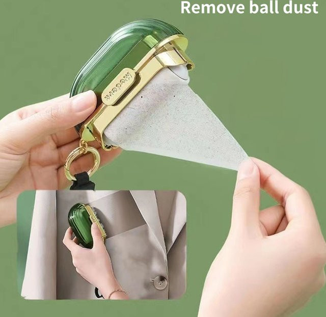 JETTING Fusselrolle mit Doppelkopf und Deckel, transparent grün, tragbare Mini-Fusselrolle aus Kunststoff - Bild 1