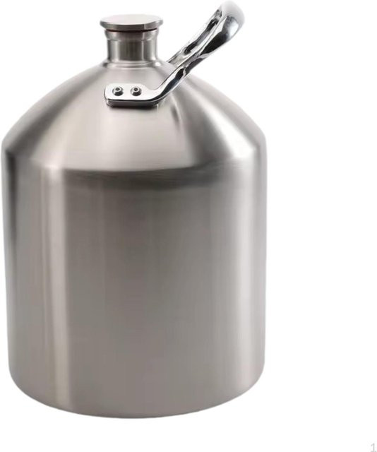 SunshineTek Bier Growler Fass aus 304 Edelstahl mit Griff, Silber, 5 l - Bild 1