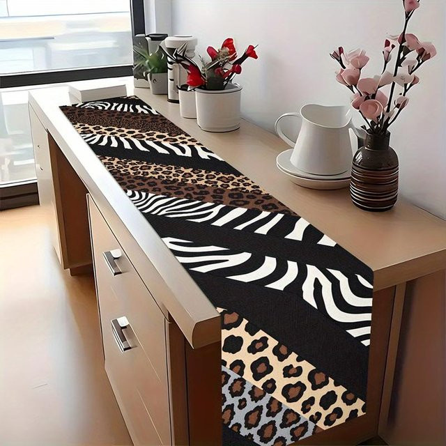 JINGYUE Pet Patchwork Tischläufer mit Tierprint in Multicolour, B/H: 40 x 140 cm - Bild 1