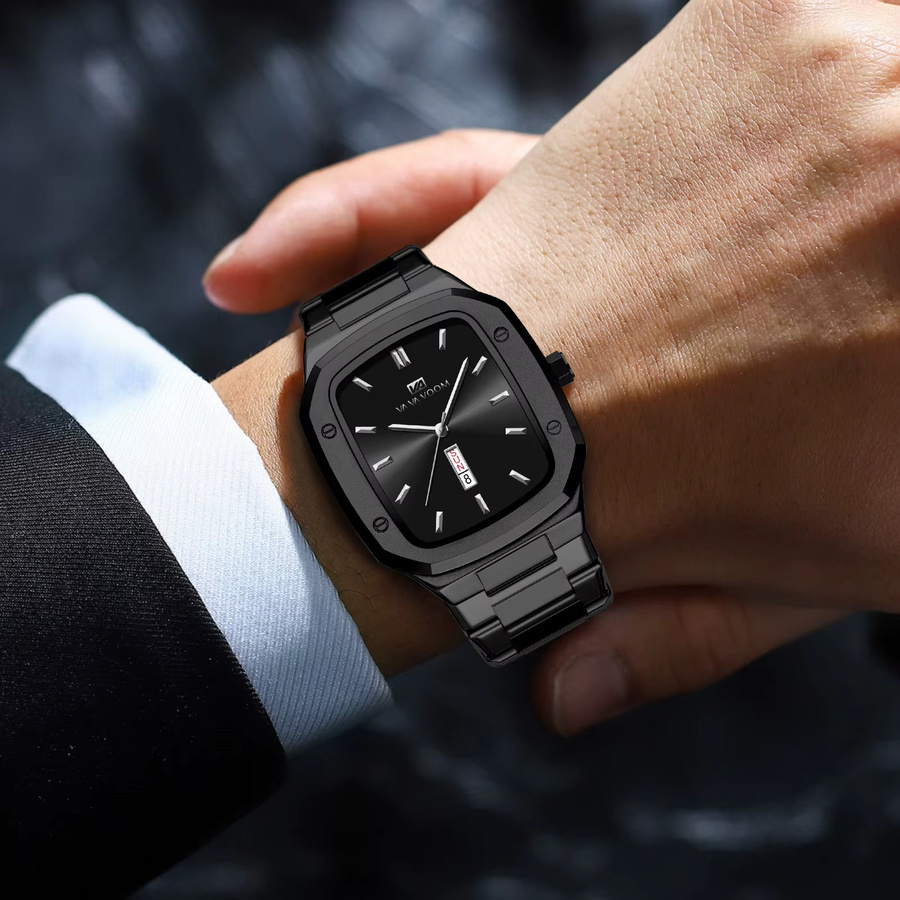 VA VA VOOM Armbanduhr, Quarz, Edelstahl, eckig, Schwarz, Herren - Bild 2