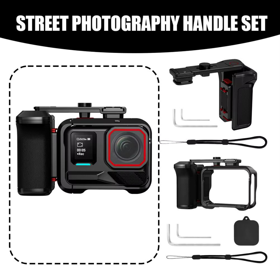 Insta360 Straße Foto Grip Kit für Insta360 Ace Pro 2 und Ace Pro Kamera in Schwarz mit Auslöser für Vlogging und Fotografie - Bild 4