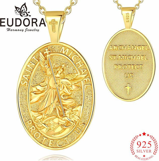 Eudora Halskette Saint Michael Erzengel, 925 Silber, Bicolor, Unisex - Bild 1
