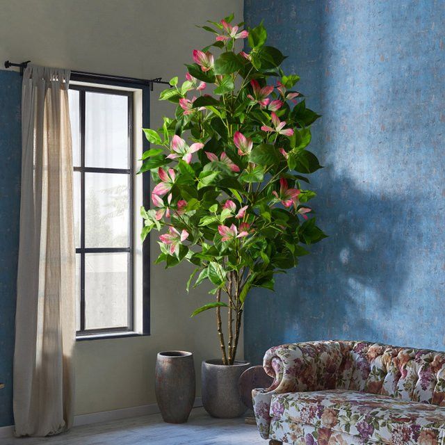 Künstlicher Ficus-Baum von Kmitang in Hellviolett, Höhe: 82 cm bis 144 cm, dekorative Banyan- und Nandina-Pflanze für dein Zuhause - Bild 1