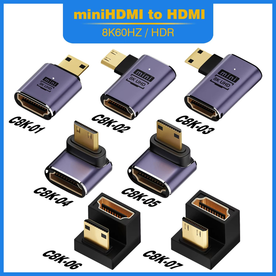 BSN HDMI 2.1 Kabeladapter Mini Micro HDMI zu HDMI Konverter, 48 Gbps, 8K60 Hz und 4K120 Hz, Schwarz - Bild 5