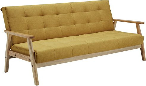 SalesFever Schlafsofa im skandinavischen Design mit Holzrahmen, Farbe: Gelb, Breite: 190 cm - Bild 2