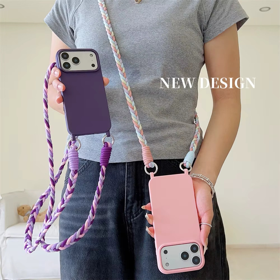 SZMUGUA Handyhülle mit Lanyard und Umhängetasche für iPhone, stoßfeste TPU-Abdeckung, Farbe: Purple - Bild 3