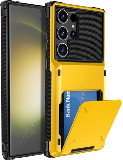 Stoßfeste Samsung Galaxy Armor Portemonnaie Hülle mit Kartensteckplatz in Gelb - Bild 1