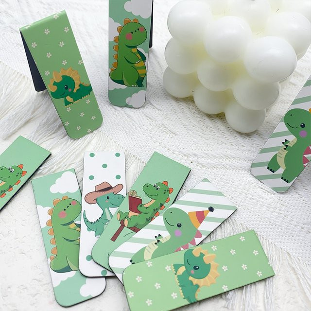 5er Set magnetische Dinosaurier Lesezeichen aus Kunststoff in Multicolour für Schüler und Studenten - Bild 1