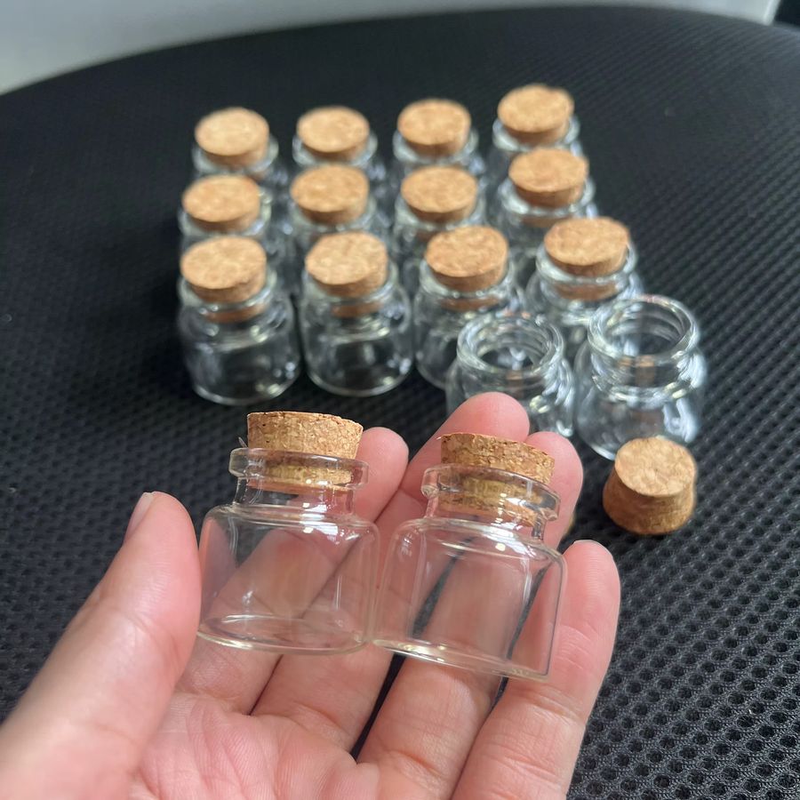 Transparente DIY Glasfläschchen mit Korkverschluss, 10 ml, Durchmesser: 3 cm - Bild 2