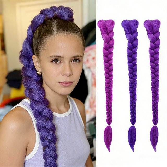 LUPU Synthetische Haarverlängerungen Braiding Hair, Lila, Damen - Bild 1