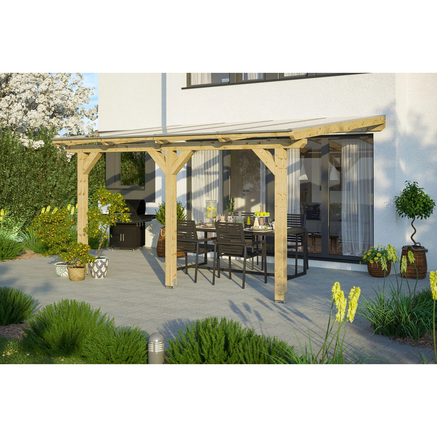 Skan Holz Terrassenüberdachung Andria aus Leimholz mit Polycarbonat-Dach in Beige, B: 434 cm x T: 250 cm - Bild 2