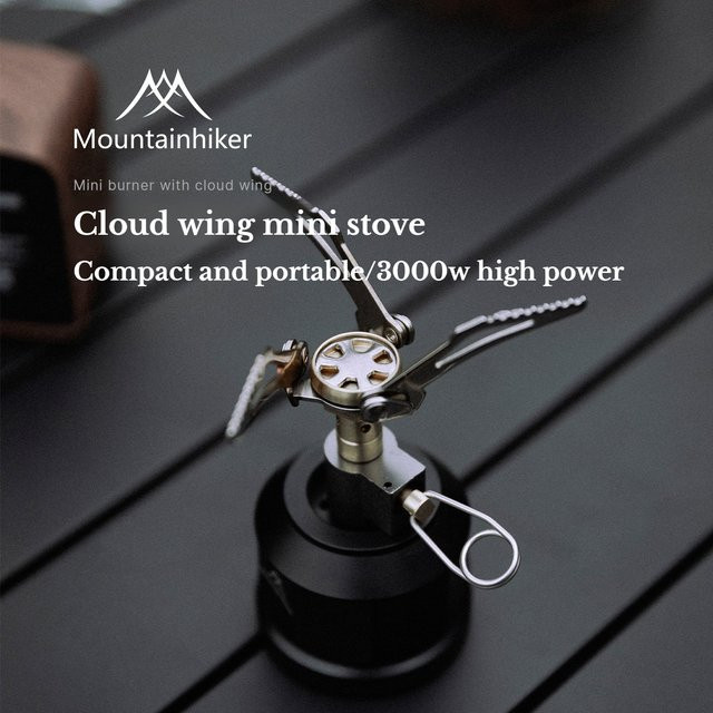MOUNTAINHIKER Mini-Camping-Gasbrenner 3000W, faltbarer Taschenkocher für Outdoor und Wandern, Silber - Bild 1