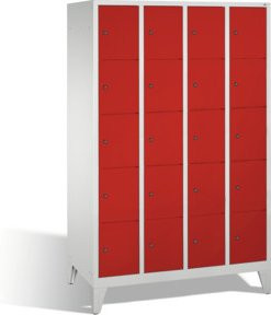 C+P Fächerschrank Classic Garderobe mit 20 Fächern, Front Rubinrot, Korpus Lichtgrau, H x B x T: 185 x 119 x 50 cm - Bild 1