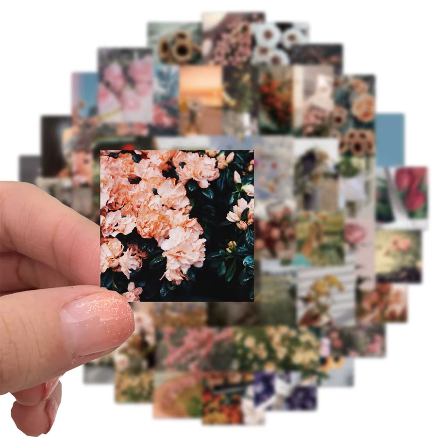Charile Retro Künstlerische Blumen-Aufkleber, Cartoon Ästhetische Landschafts-Sticker, multicolor - Bild 3