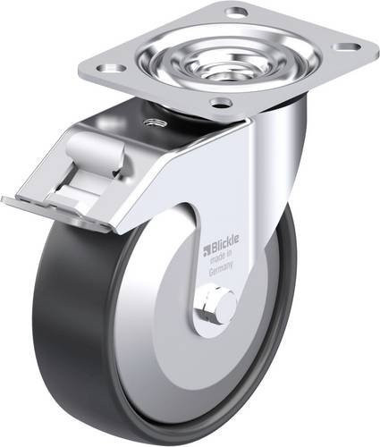 Blickle Stahlblech-Lenkrolle 9423 L-PP 125R-FI-FA aus verzinktem Stahl mit Rad-Durchmesser 125 mm und einer Tragfähigkeit von 200 kg - Bild 1