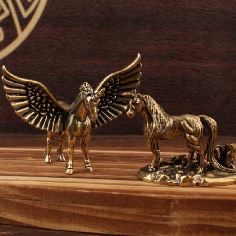 WHPHous Messing Miniaturfigur Fliegendes Pferd als Tischdekoration und Tierstatue - Bild 2