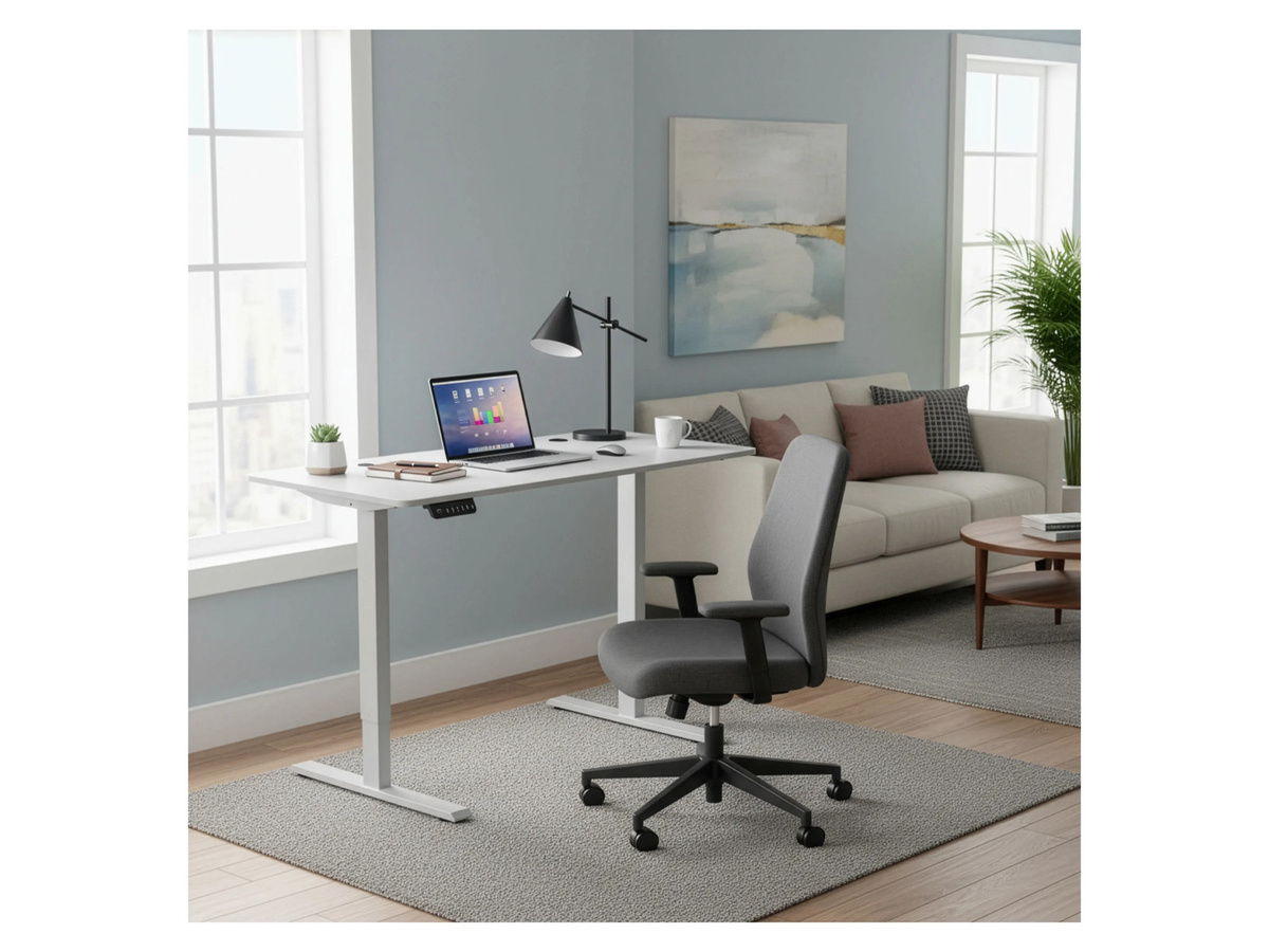 Juskys Höhenverstellbarer Schreibtisch Elektrisch mit Memory-Funktion Weiß B: 140 cm, T: 60 cm, H: 71-80 cm - Bild 2