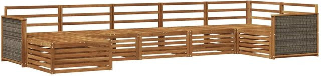 vidaXL Outdoor-Sofagarnitur aus Akazie in Natur, 7-teiliges U-Shape Set mit Latten-Design - Bild 1