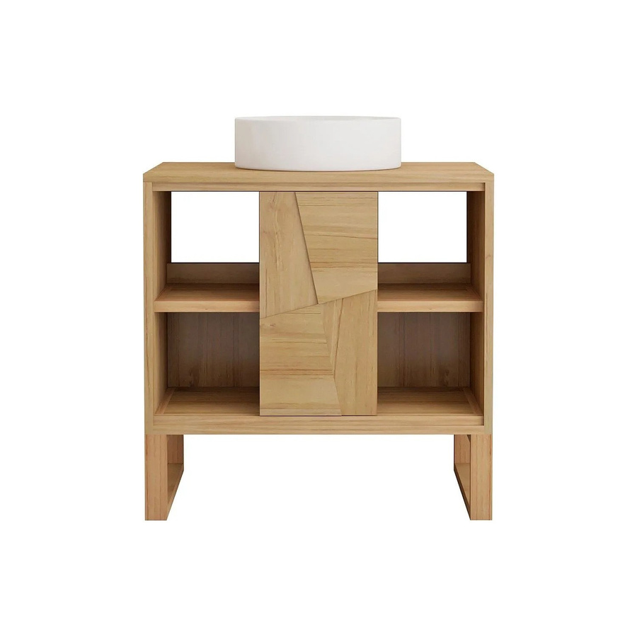 Vente-unique Einzelwaschtisch Mataram aus Teakholz Massivholz in Naturfarben Hell B: 80 cm, T: 50 cm, H: 80 cm - Bild 2