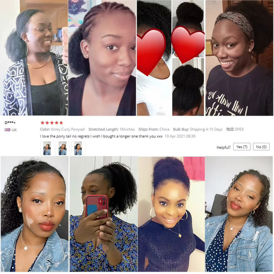 Tomiyaa Afro Kinky Curly Haarverlängerungen, Echthaar-Extensions, Unisex - Bild 6