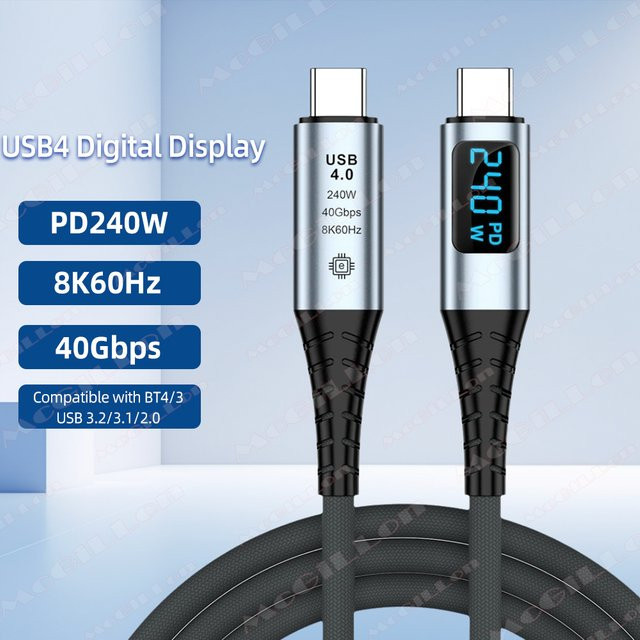 MCGILLON USB4.0 Typ-C zu Typ-C Kabel mit Digital Display, 240W Schnellladekabel für 8K@60Hz, USB-C Datenkabel für iPhone, Huawei, iPad und Laptop - Bild 1