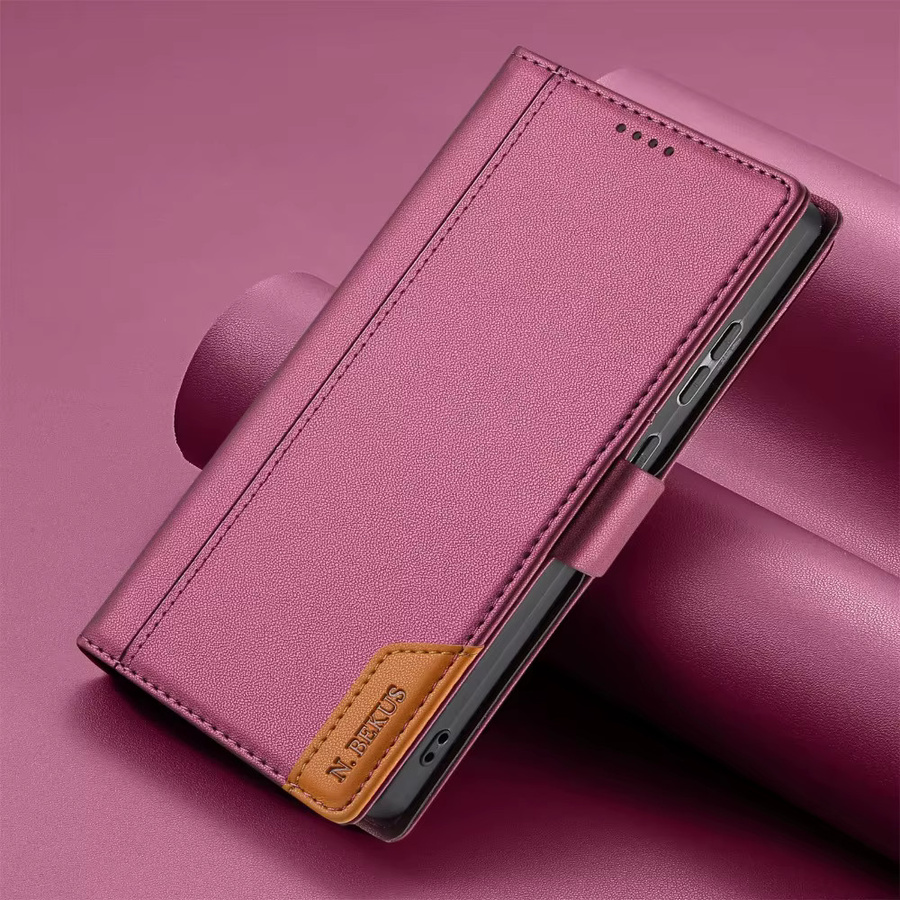 RFID-blockierende Flip-Telefonhülle mit Kartensteckplatz und Brieftasche für Samsung Galaxy S25 Ultra S24 Plus S23 S22 A06 A16 A26 A36 A56 A17 A55 in Braun oder Pink - Bild 2