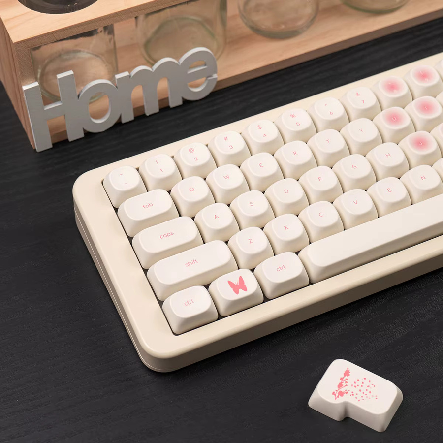 Venit Keys PBT-Tastenkappen im MOA-Profil mit Thermosublimation in Rosa und Weiß für mechanische Tastaturen, 123 Tasten - Bild 3