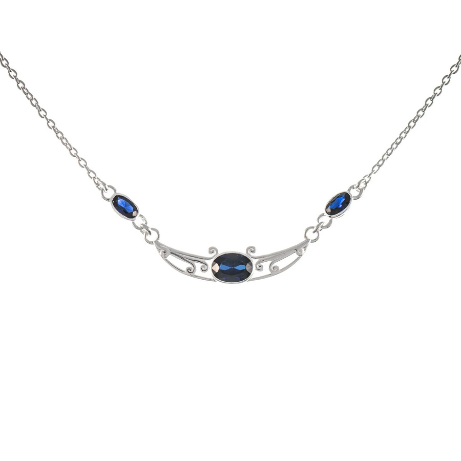 Collier 925 Silber, Zirkonia, blau - Bild 1