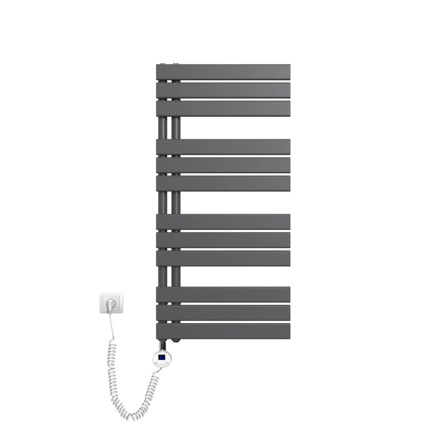 Emke Elektrischer Handtuchheizkörper mit Thermostat und Timer, Anthrazit, H: 104 cm, B: 50 cm, 600W - Bild 2