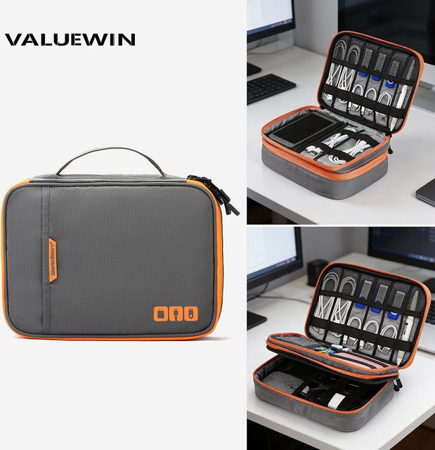 ValueWin Reise-Elektronik-Organizer in Grau, extra großes 2-lagiges Kabeletui und Tech-Aufbewahrungstasche aus Stoff, B/T/H: 23,0 x 16,5 x 0 cm - Bild 1