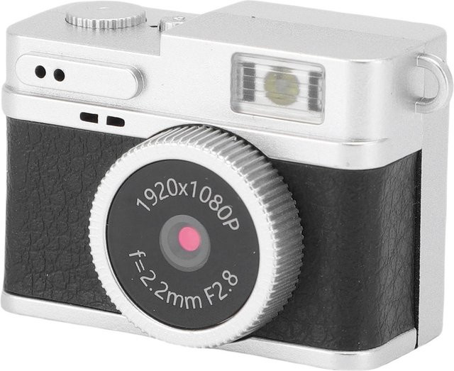 KONNWEI Schlüsselanhängerkamera mit 64GB Speicher, 1080P Auflösung und 0,96 Zoll Farbdisplay, tragbare Retro-Kamera in Schwarz und Silber - Bild 1