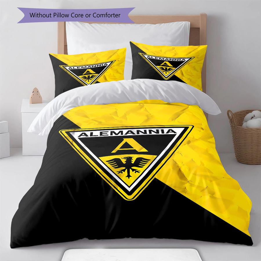 Alemannia Aachen Muster Bettwäsche Set mit Reißverschluss bestehend aus 1 Bettbezug und 2 Kissenbezügen B/H: 140 x 200 cm - Bild 3