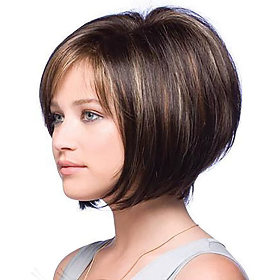 HAIRJOY Kunsthaar-Perücke, Bob-Frisur, kurz, glatt, braun mit Highlights, Damen - Bild 2