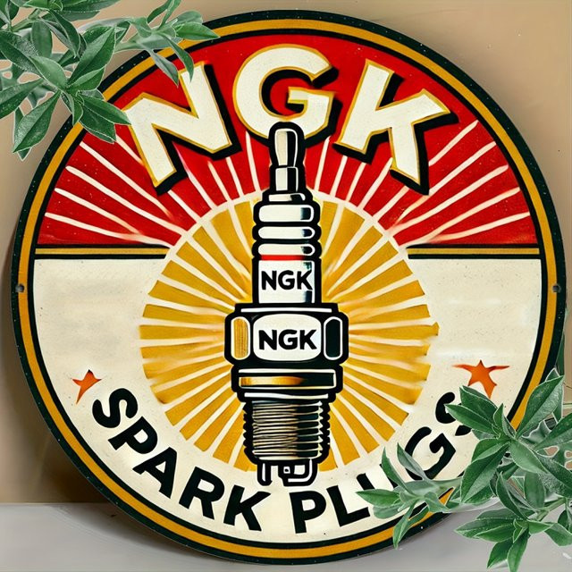 NGK Zündkerzen Runde Wandkunst-Dekoration aus Aluminium und Metall, Durchmesser: 20 cm - Bild 1