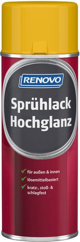 RENOVO Sprühlack für Holz, Rapsgelb RAL 1021, hochglänzend, wetterfest und schnelltrocknend, 400 ml - Bild 1