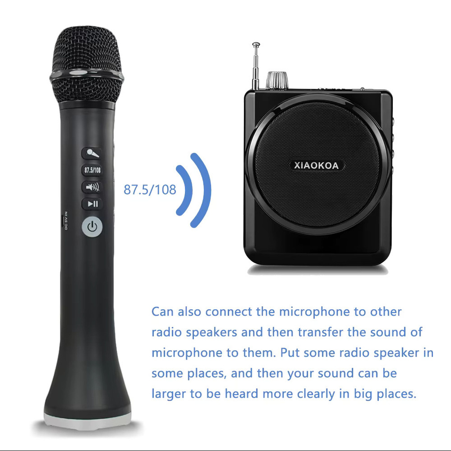 Xiaokoa L-698 2in1 Bluetooth Karaoke-Mikrofon und Lautsprecher mit 15W Leistung, 4000mAh Akku, Schwarz - Bild 2