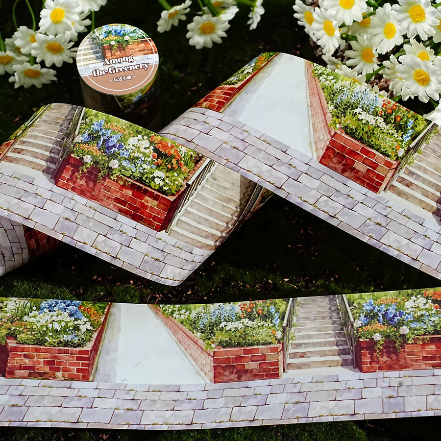 Etori Life Washi Tape Blumenbeet mit Straßenszenenmotiv, Breite: 6 cm, Länge: 2 m, Multicolor - Bild 2
