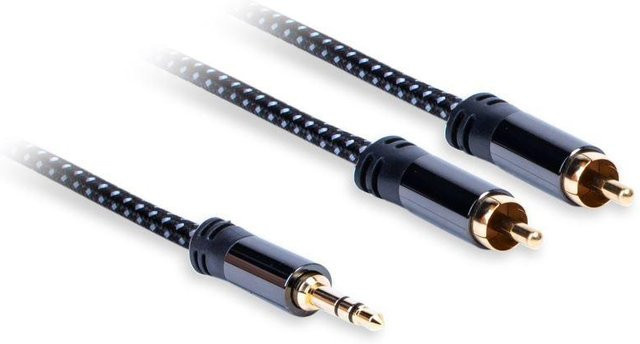 AQ Premium Stereo-Audiokabel mit 3,5 mm Klinke auf 2x RCA (M), schwarz, Länge: 3,0 m - Bild 1