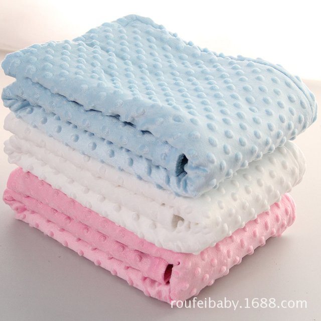 Baby Decke aus Kaschmir und Lammwolle mit Doppel-Schicht für Herbst und Winter, B/B/H: 102 x 76 cm, Farben: Pink und Grau - Bild 1