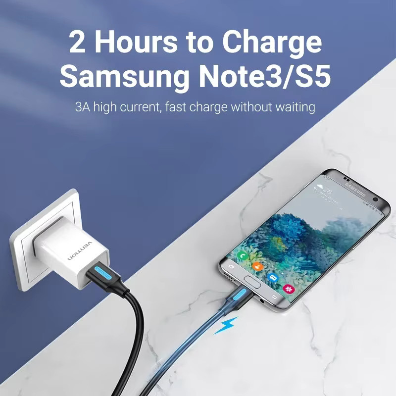 Vention Micro USB 3.0 Datenkabel Schwarz 2A Schnellladegerät - Bild 3