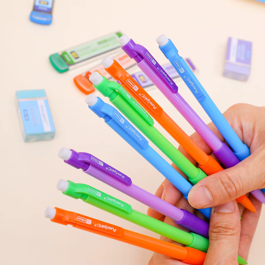 Purespirit Druckbleistift-Set in Multicolour mit 0,5 mm Mine, Radiergummi und Lineal für Schule und Kunst - Bild 1