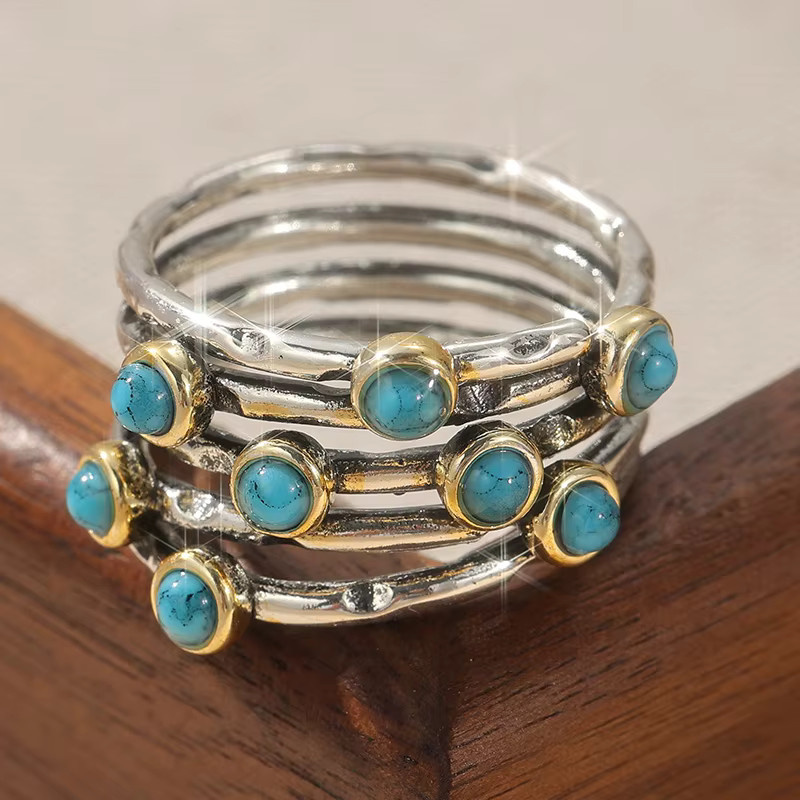 YoYo Ring, Synthetischer Türkis, Mehrschichtig, Damen - Bild 3