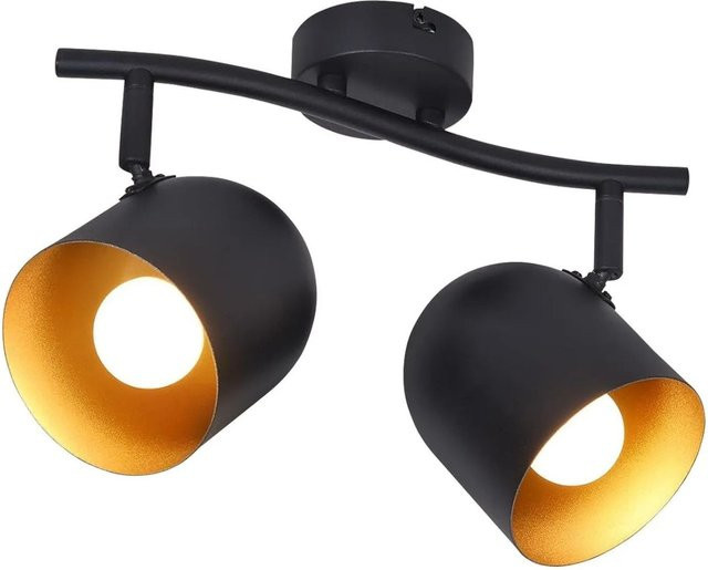 NETTLIFE Deckenstrahler aus Metall in Schwarz oder Gold/Messing mit verstellbarem LED-Design im Retro-Stil für E14 Leuchtmittel - Bild 1