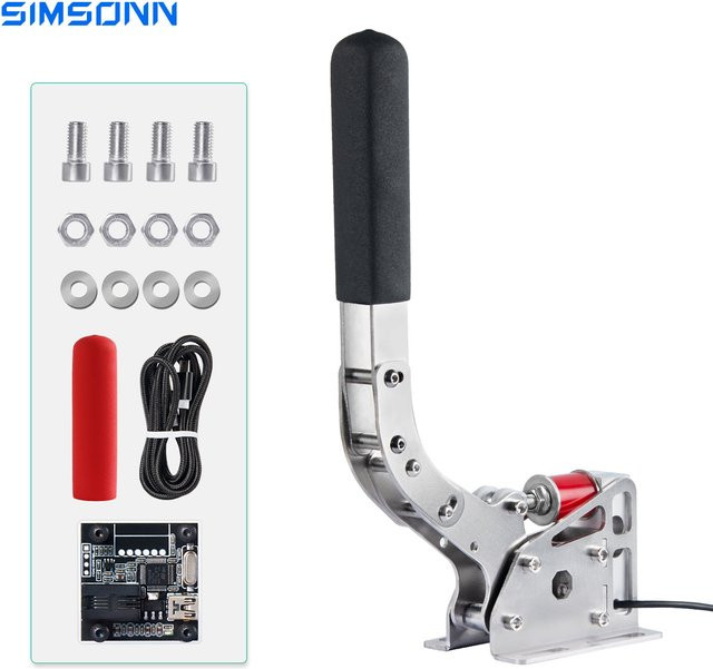 SIMSONN USB-Handbremse für Fahrsimulatoren mit 200KG Lastzelle in Silber, kompatibel mit PC und Logitech G29, G27, G25, T300, T500, RS - Bild 1